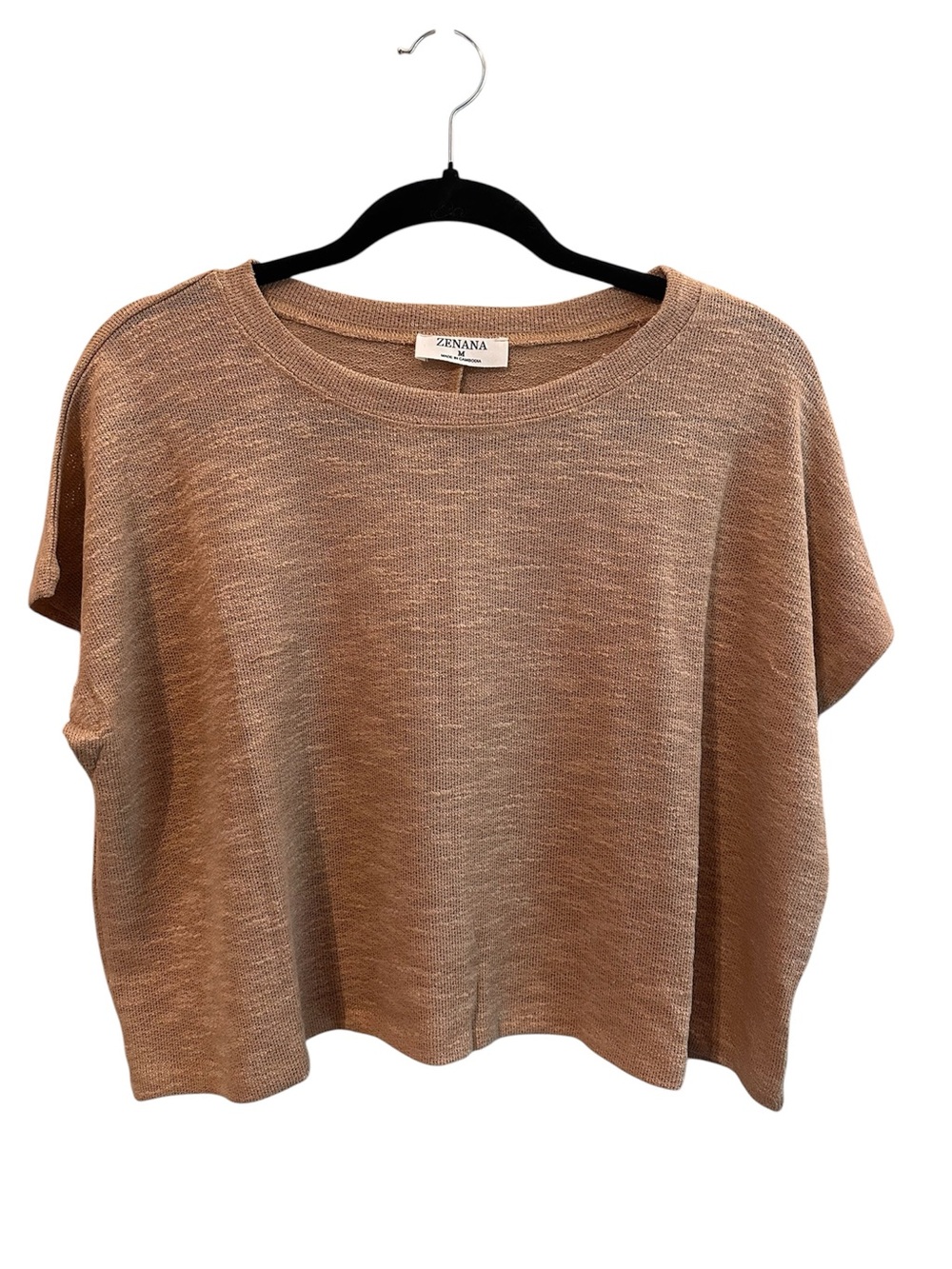 Zenana Outfitters Taupe Short Sleeve Boxy Knit Top